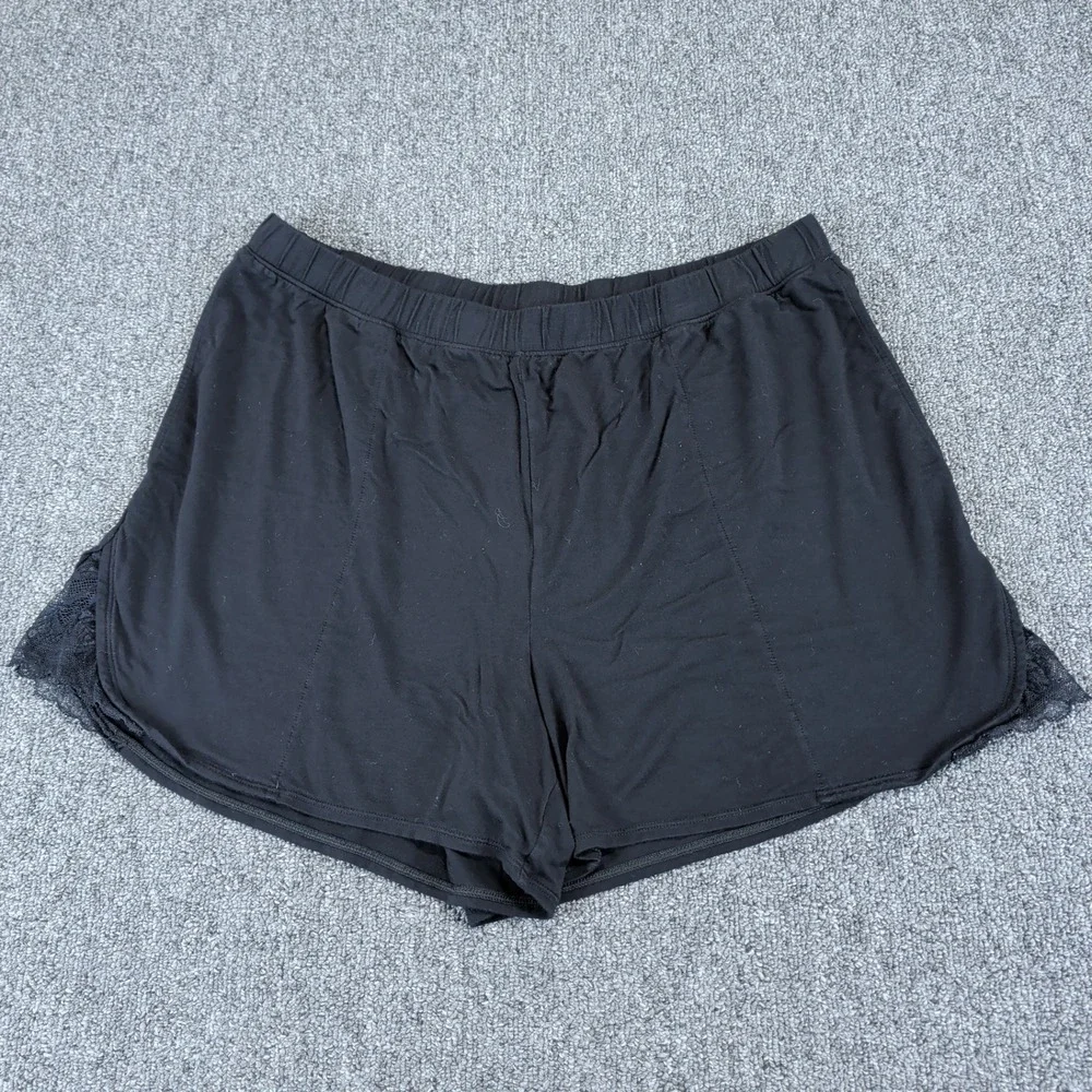 Soma Cool Nights Lace Trim Pajama Shorts Women Medium Black Sleepwear Loungewear